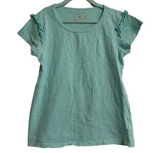 VIGOSS T-Shirt Youth Girls 10/12 M Light Blue Ruffled Short Sleeve Cotton Casual